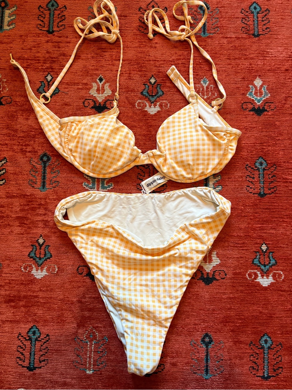 Yellow Gingham Dippin Daisies Bikini Set